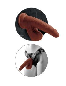 8 Inch Triple Density Cock With Swinging Balls  Brown