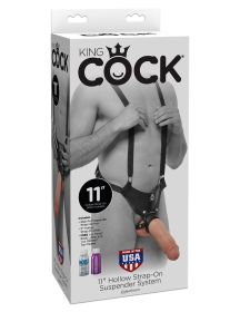 King Cock 11 Inch Hollow Strap on Suspender System