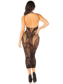 Seamless Rhinestone Lace and Net Body Con Dress