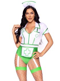 Nurse Feelgood Sexy Costume (Option: Large, Color/Size: White/green)