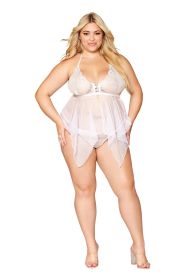 Babydoll and G String (Option: Queen Size, Color/Size: White)