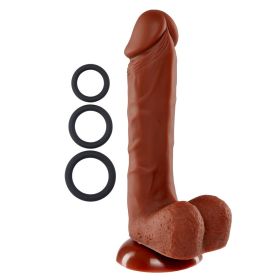 Pro Sensual Premium Silicone 8 Inch Dong With 3 Cockrings (Option: Brown)