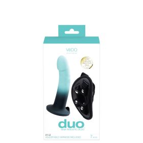 Duo Semi (Option: Realistic Dildo With Harness, Color/Size: Turquoise/black)
