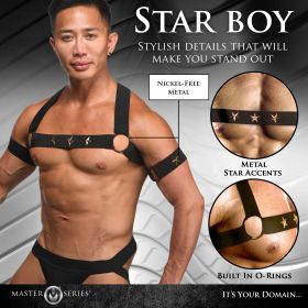 Star Boy Male Chest Harness With Arm Bands (Option: Small/medium, Color/Size: Black)