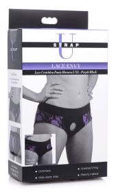 Lace Envy Crotchless Panty Harness (Option: L/ XL Purple and Black)