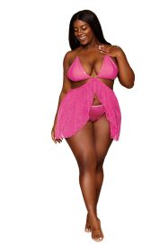 Babydoll and G String (Option: Queen Size, Color/Size: Peony)