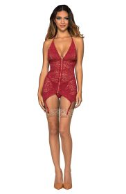 Garter Slip and G String  One Size (Option: Garnet)