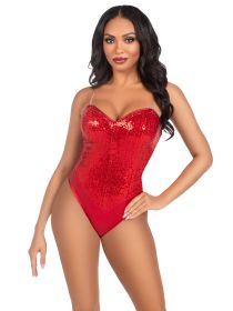 Sequin Bodysuit (Option: Medium, Color/Size: Red)