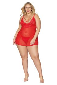 Babydoll and G String (Option: Queen Size, Color/Size: Lipstick Red)