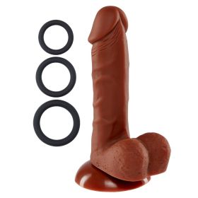 Pro Sensual Premium Silicone 6 Inch Dong With 3 Cockrings (Option: Brown)